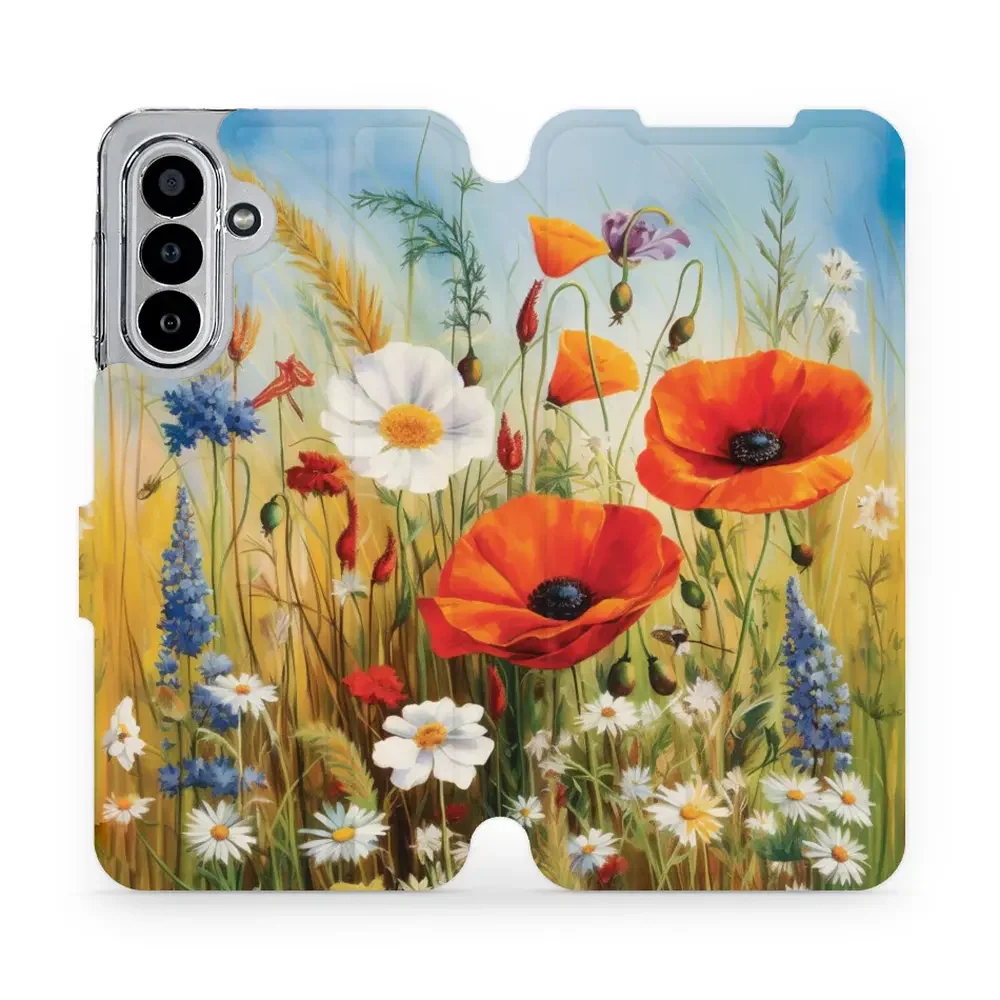 Handyhülle mit klappe für Galaxy A17 5G, Mobiwear Book, Wiesenblumen