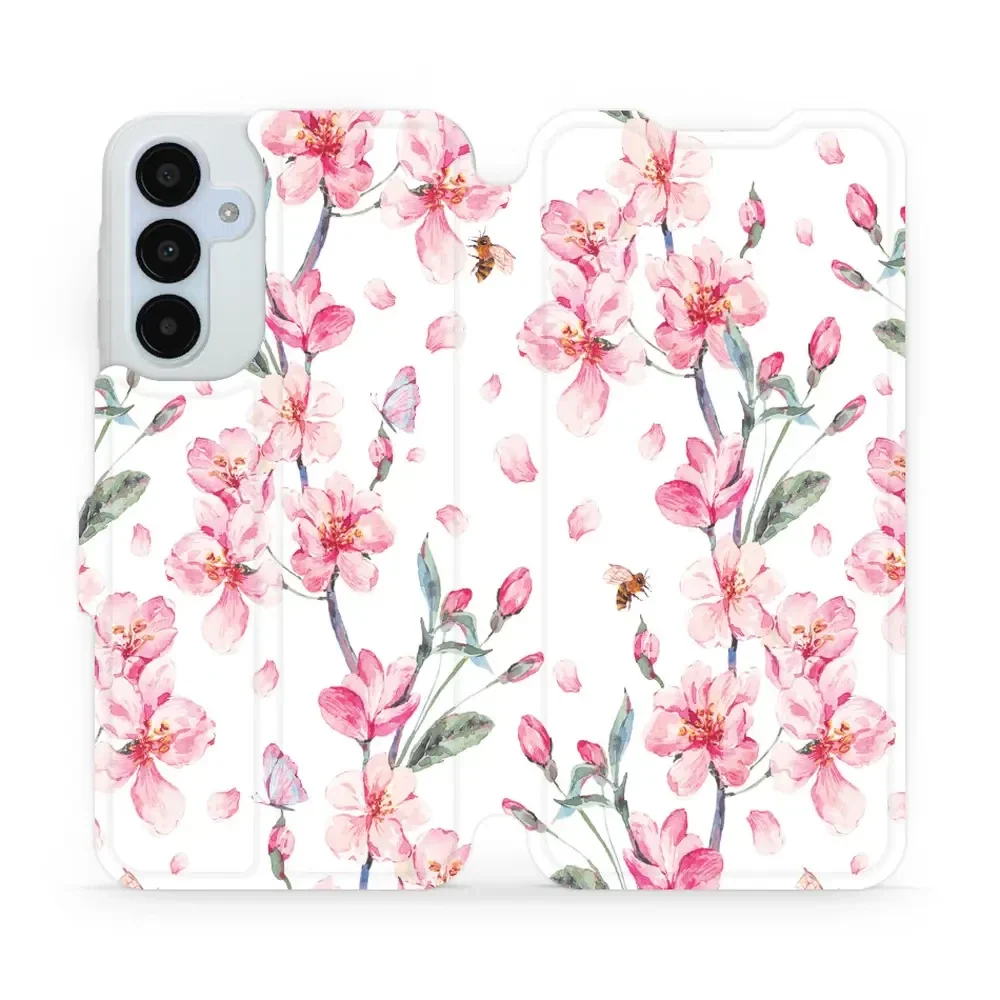 Handyhülle mit klappe für Galaxy A25 5G, Mobiwear Book, Rosa Frühling