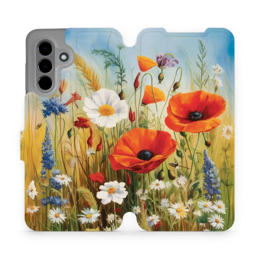 Handyhülle mit klappe für Galaxy A26 5G, Mobiwear Book, Wiesenblumen