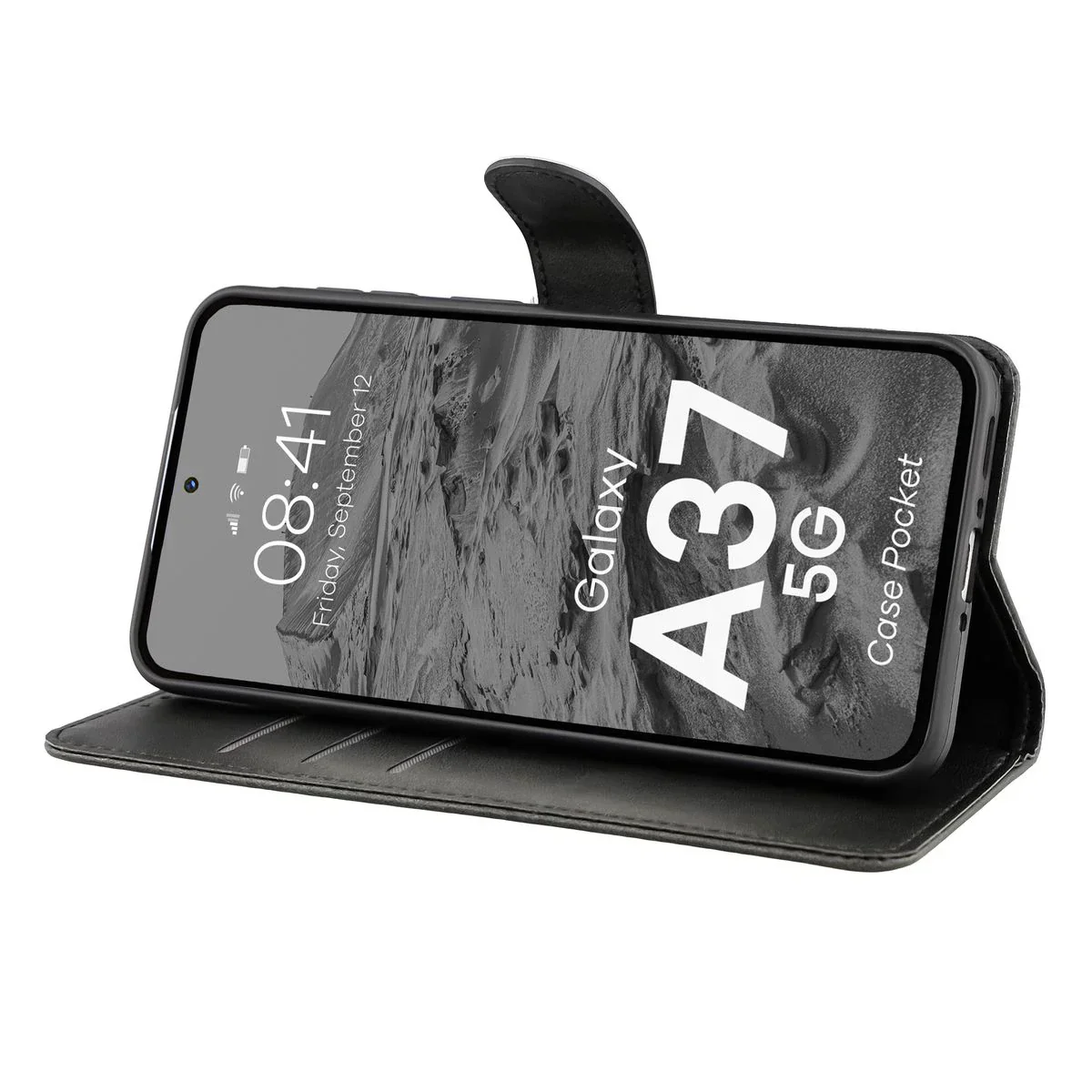Handyhülle mit Klappe für Galaxy A37 5G, Bizon Case Pocket, Schwarz - Image 5