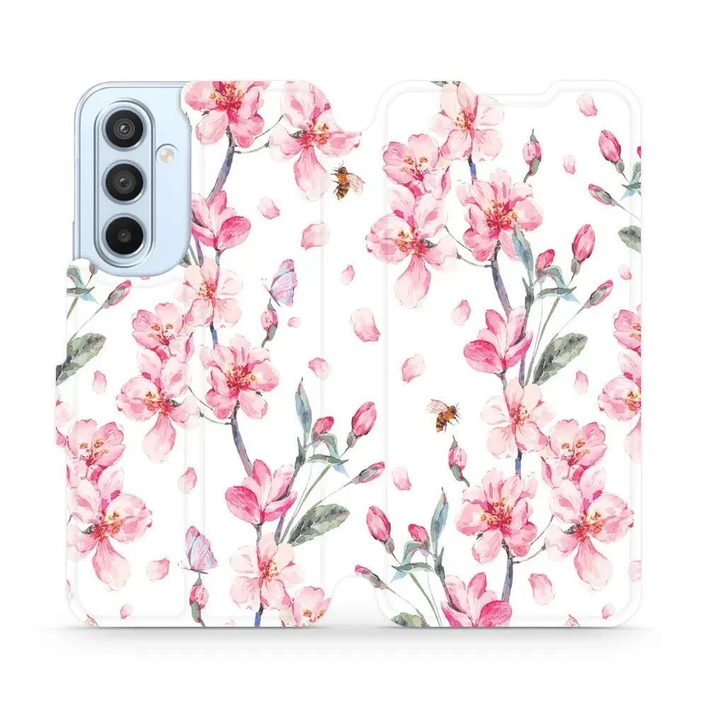 Handyhülle mit klappe für Galaxy A54 5G, Mobiwear Book, Rosa Frühling