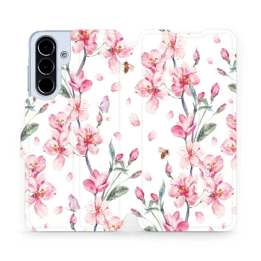 Handyhülle mit klappe für Galaxy A56 5G, Mobiwear Book, Rosa Frühling