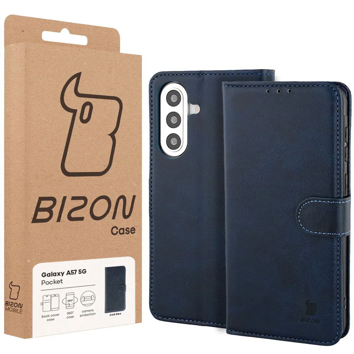 Handyhülle mit Klappe für Galaxy A57 5G, Bizon Case Pocket, Dunkelblau - Image 6