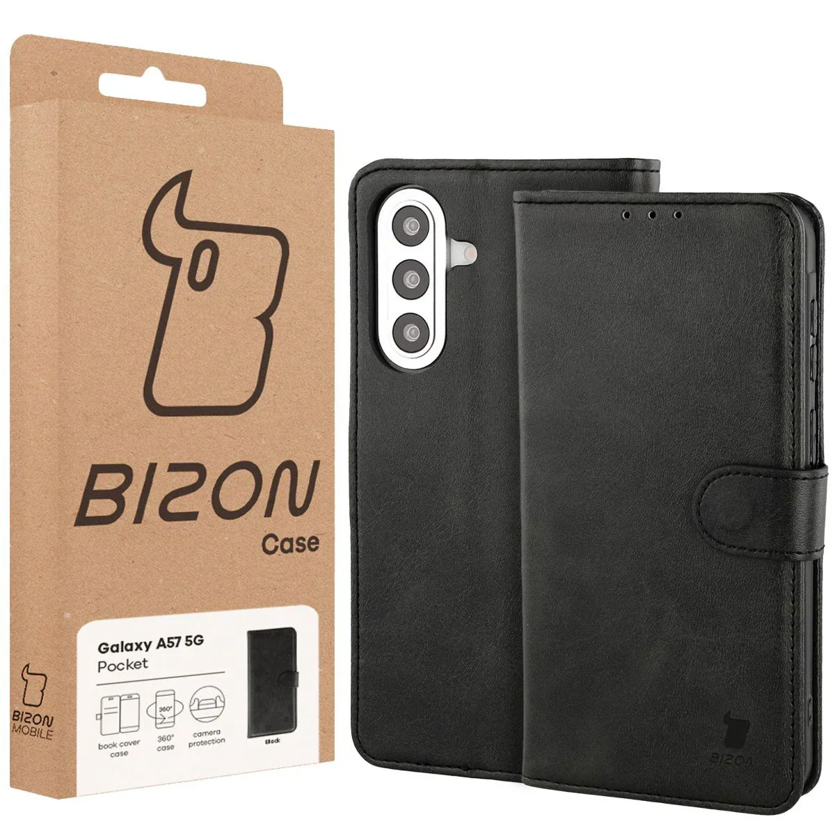 Handyhülle mit Klappe für Galaxy A57 5G, Bizon Case Pocket, Schwarz - Image 6
