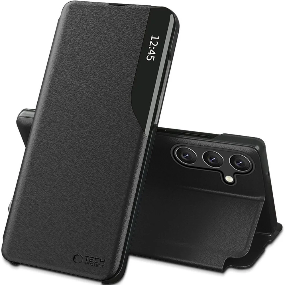 Handyhülle mit Klappe für Galaxy A57 5G, Tech-Protect Smart View, Schwarz