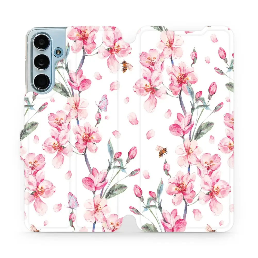 Handyhülle mit klappe für Galaxy M55 5G, Mobiwear Book, Rosa Frühling