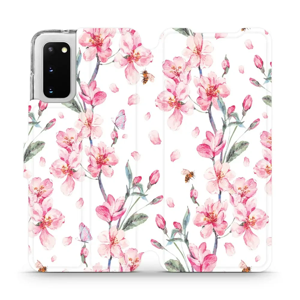 Handyhülle mit klappe für Galaxy S20, Mobiwear Book, Rosa Frühling