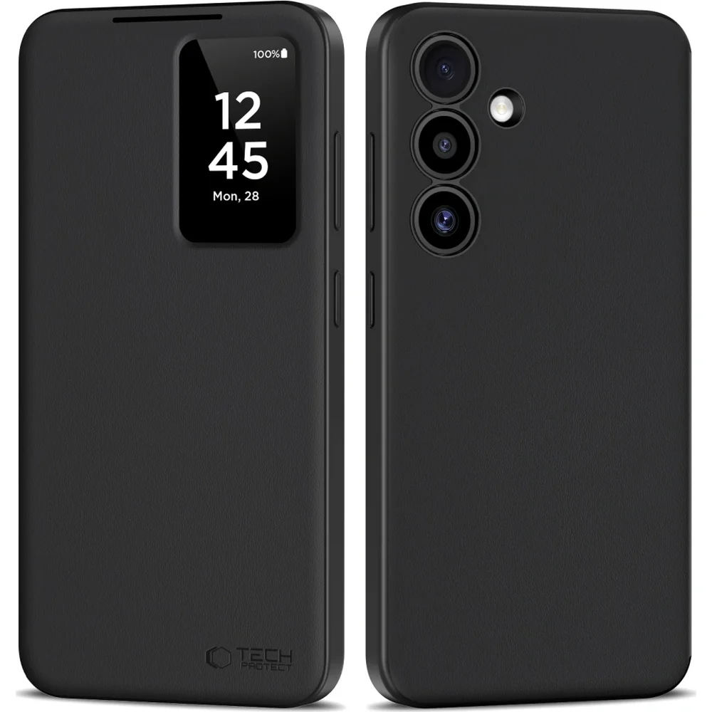 Handyhülle mit Klappe für Galaxy S25, Tech-Protect Smart Wallet, Schwarz