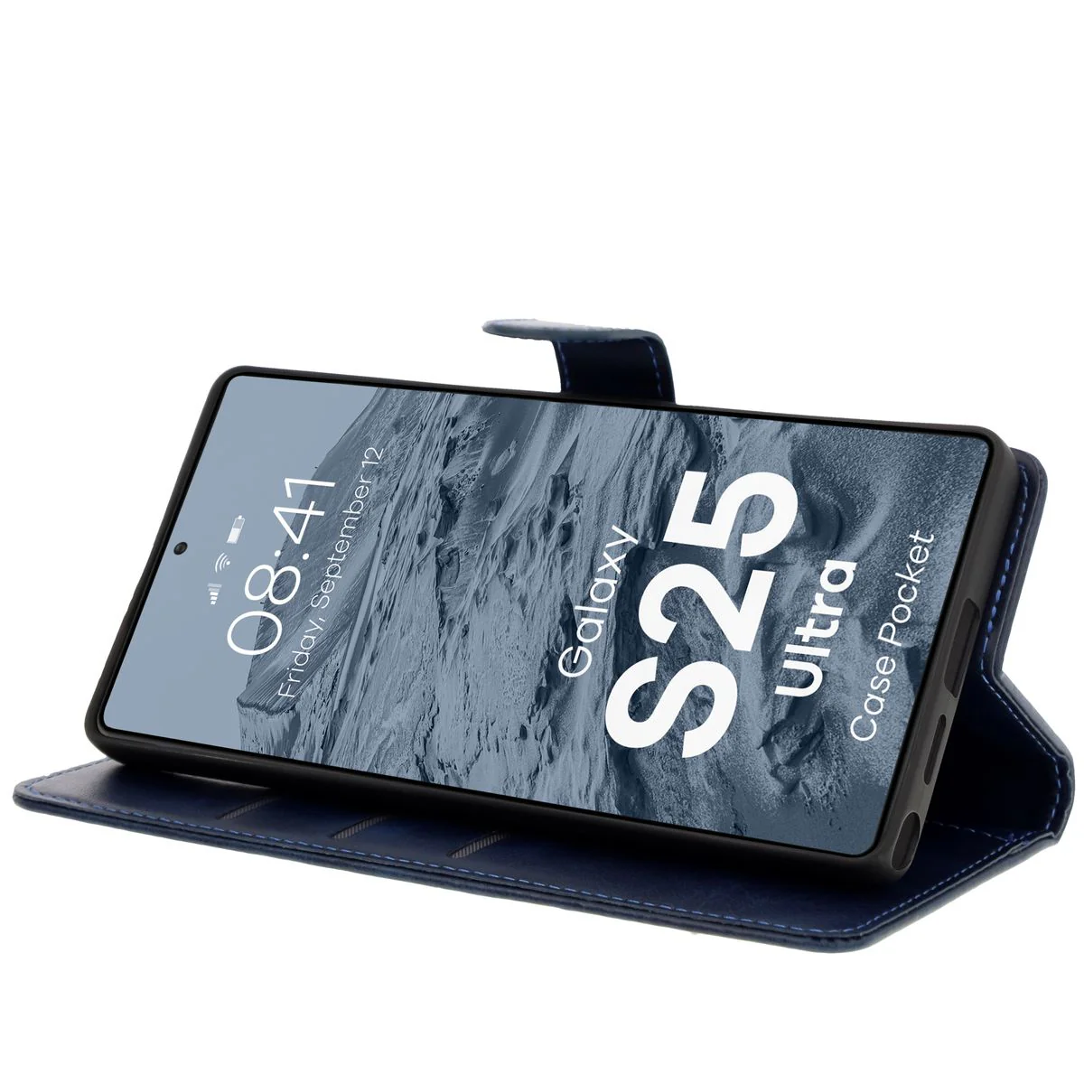 Handyhülle mit Klappe für Galaxy S25 Ultra, Bizon Case Pocket, Dunkelblau - Image 5