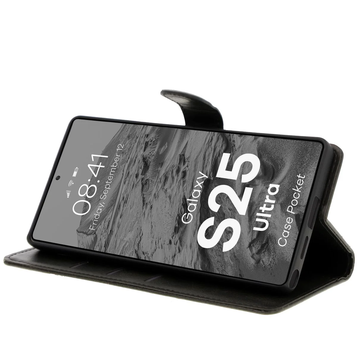 Handyhülle mit Klappe für Galaxy S25 Ultra, Bizon Case Pocket, Schwarz - Image 5