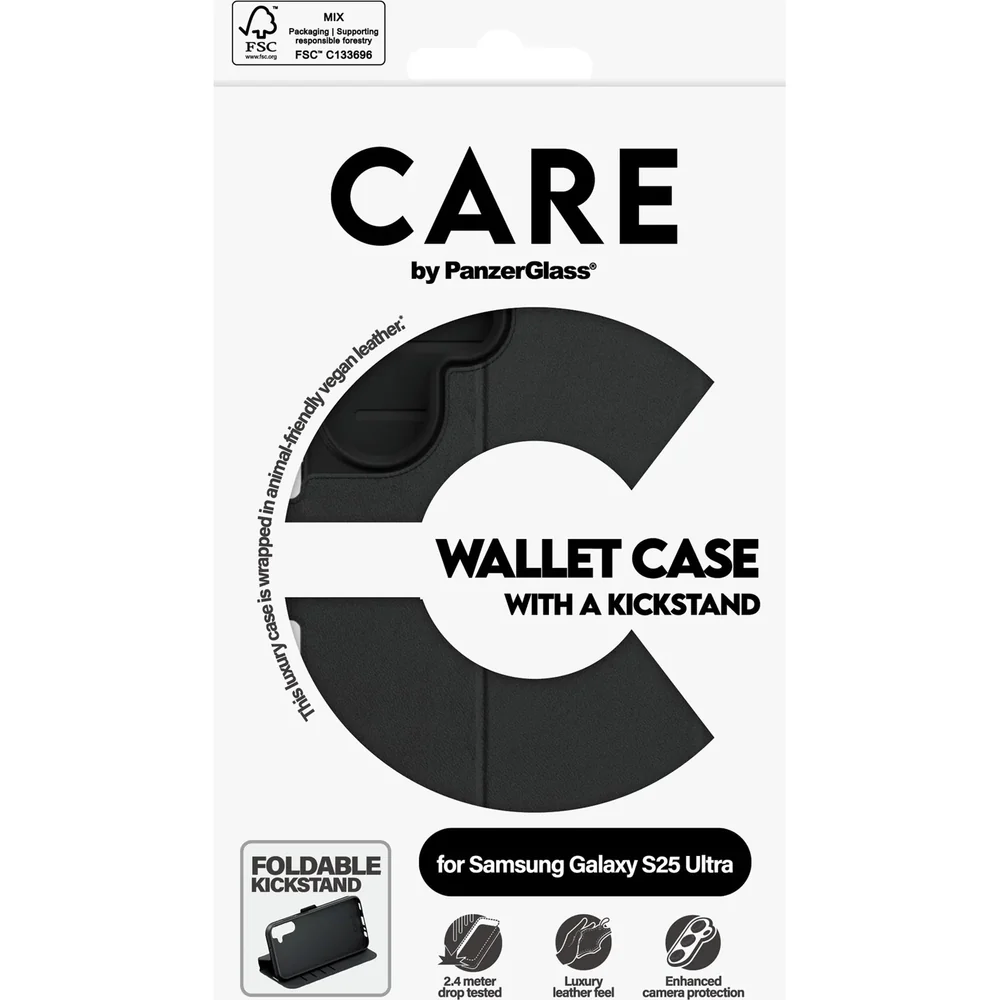 Handyhülle mit Klappe für Galaxy S25 Ultra, Care by PanzerGlass Wallet Case with Kickstand, Schwarz - Image 6