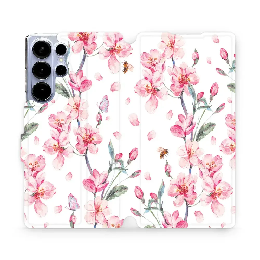 Handyhülle mit klappe für Galaxy S25 Ultra, Mobiwear Book, Rosa Frühling