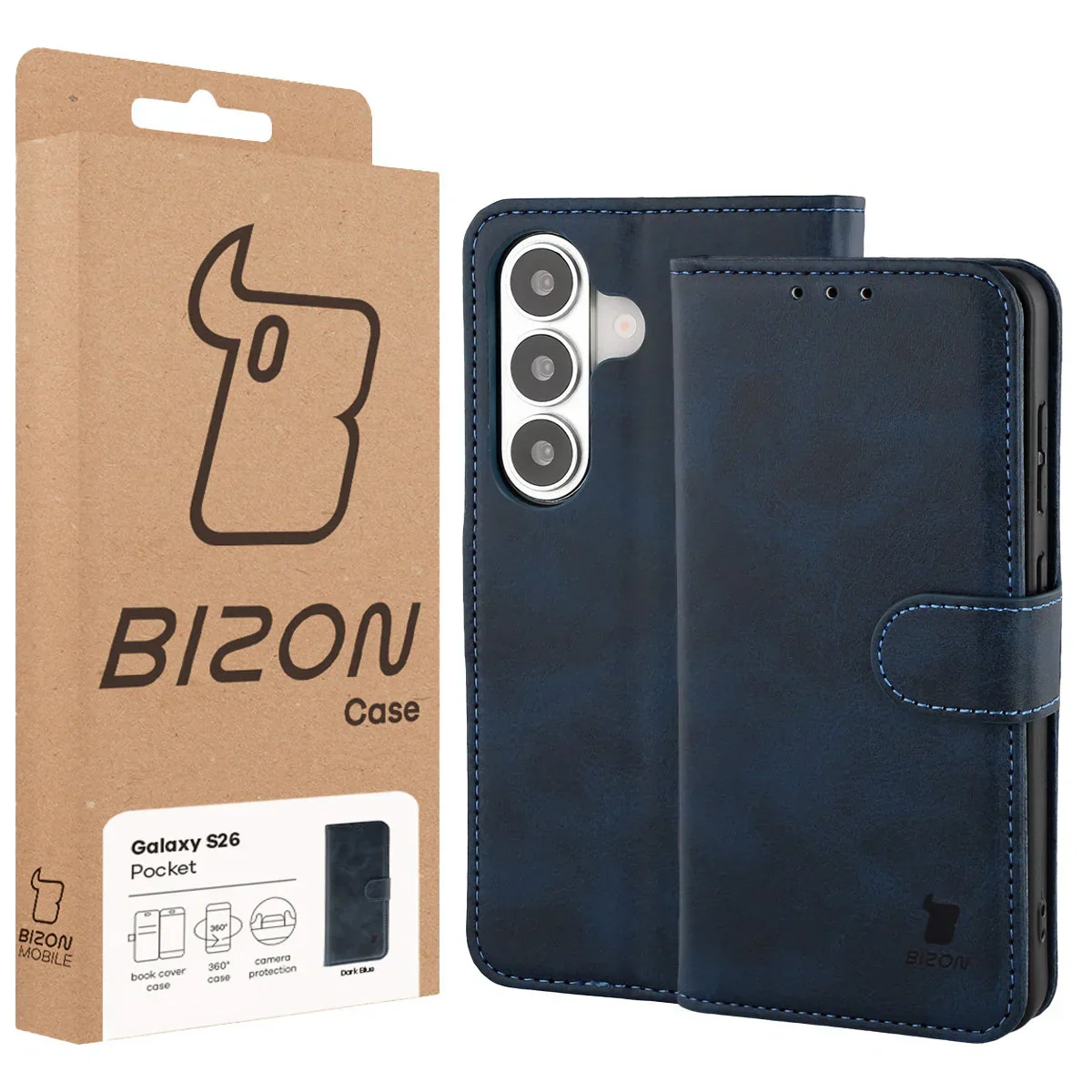Handyhülle mit Klappe für Galaxy S26, Bizon Case Pocket, Dunkelblau - Image 6
