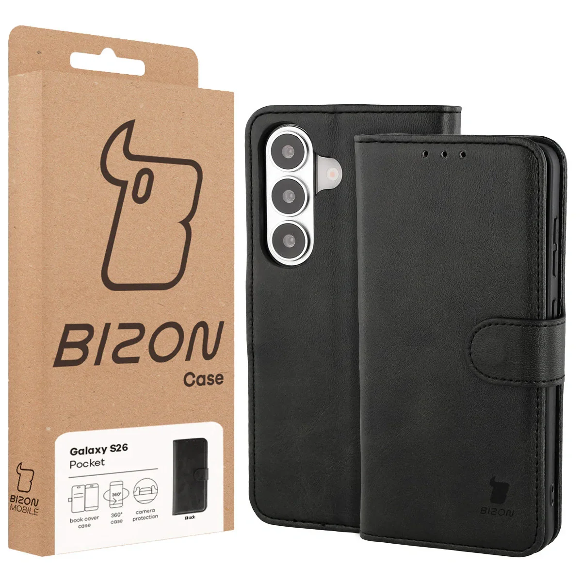 Handyhülle mit Klappe für Galaxy S26, Bizon Case Pocket, Schwarz - Image 6