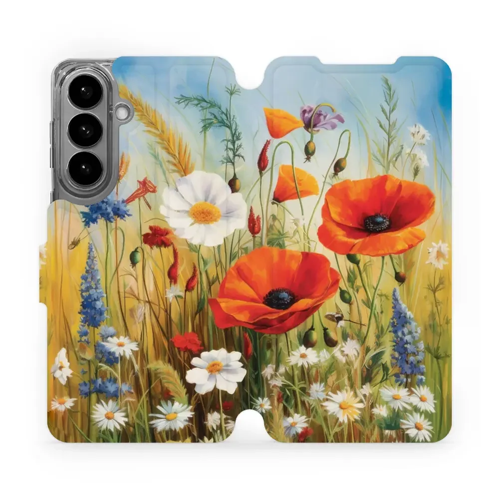 Handyhülle mit klappe für Galaxy S26 Plus, Mobiwear Book, Wiesenblumen