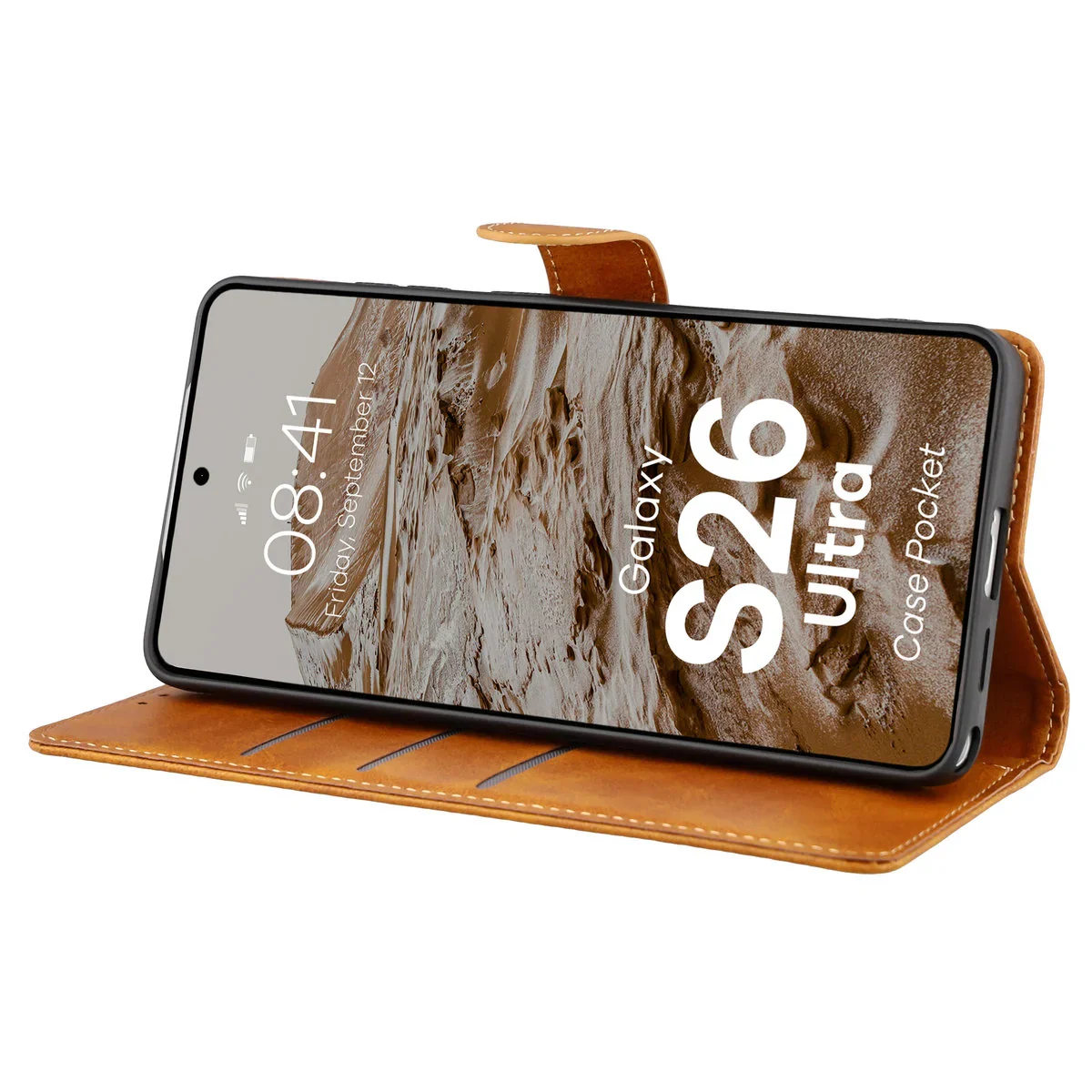 Handyhülle mit Klappe für Galaxy S26 Ultra, Bizon Case Pocket, Braun - Image 5