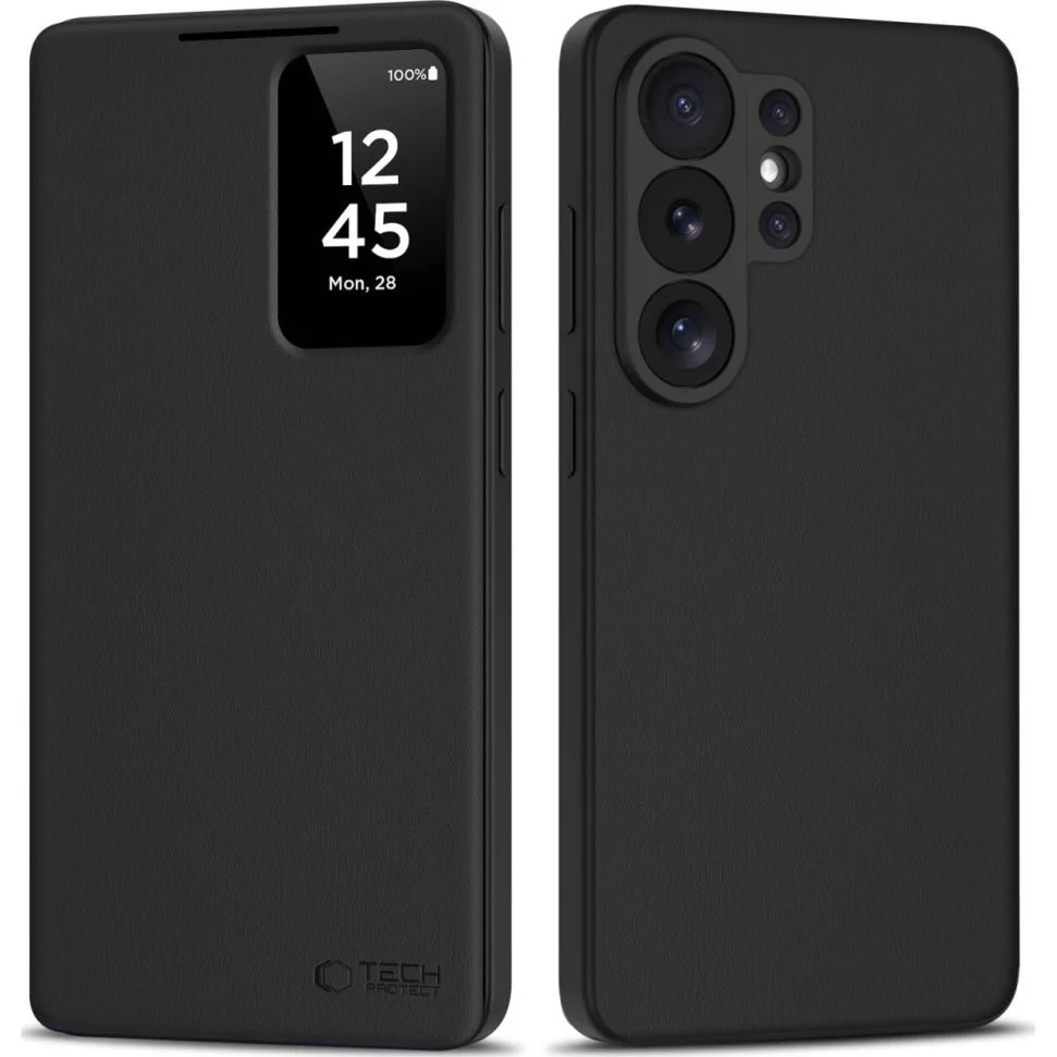 Handyhülle mit Klappe für Galaxy S26 Ultra, Tech-Protect Smart Wallet, mattes Schwarz