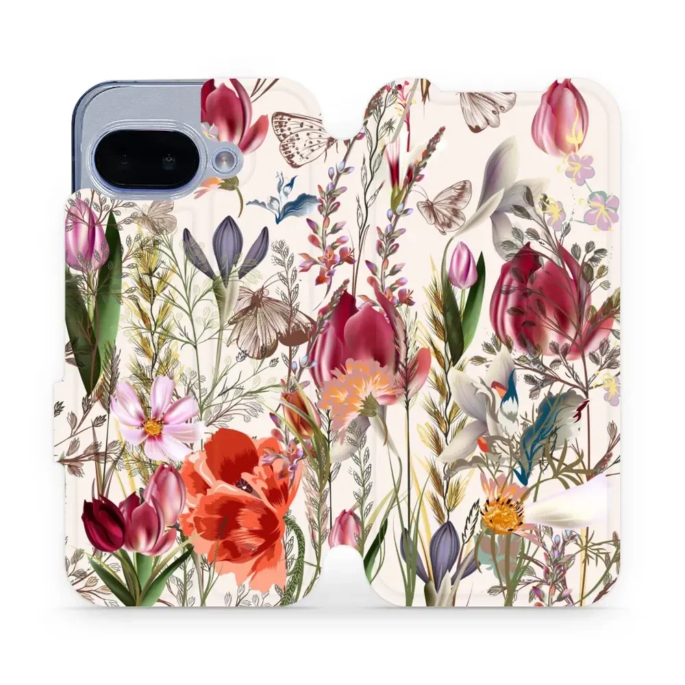 Handyhülle mit klappe für Google Pixel 9a, Mobiwear Book, Blumenstrauß
