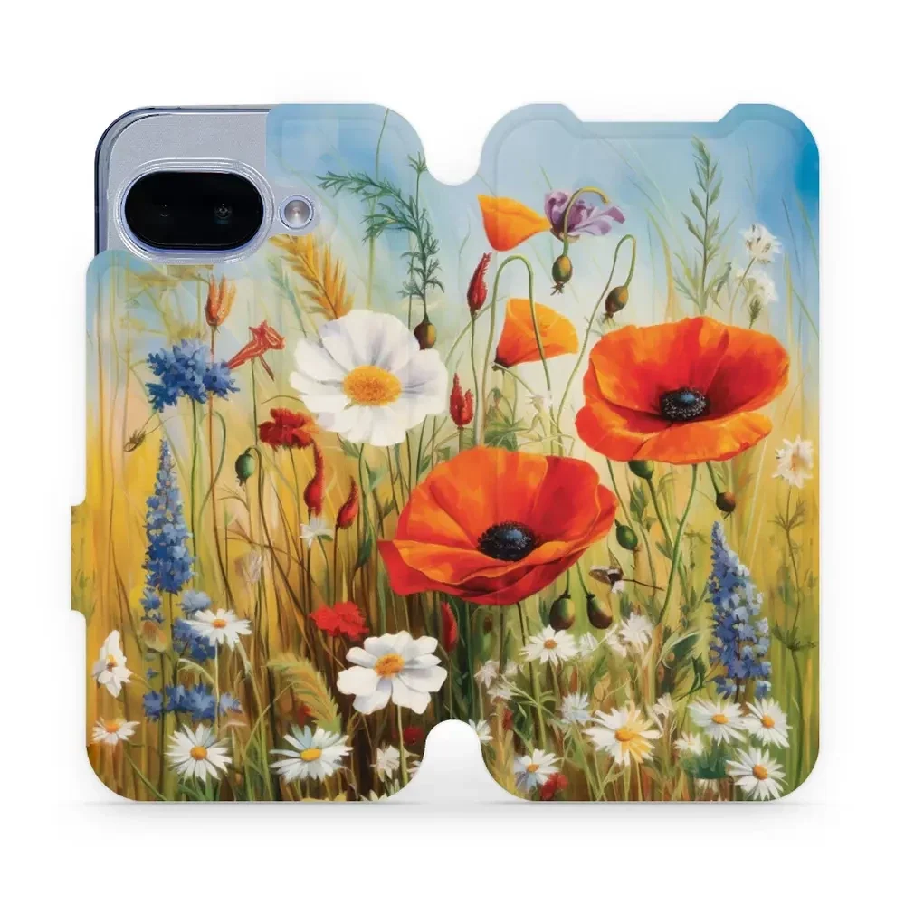 Handyhülle mit klappe für Google Pixel 9a, Mobiwear Book, Wiesenblumen