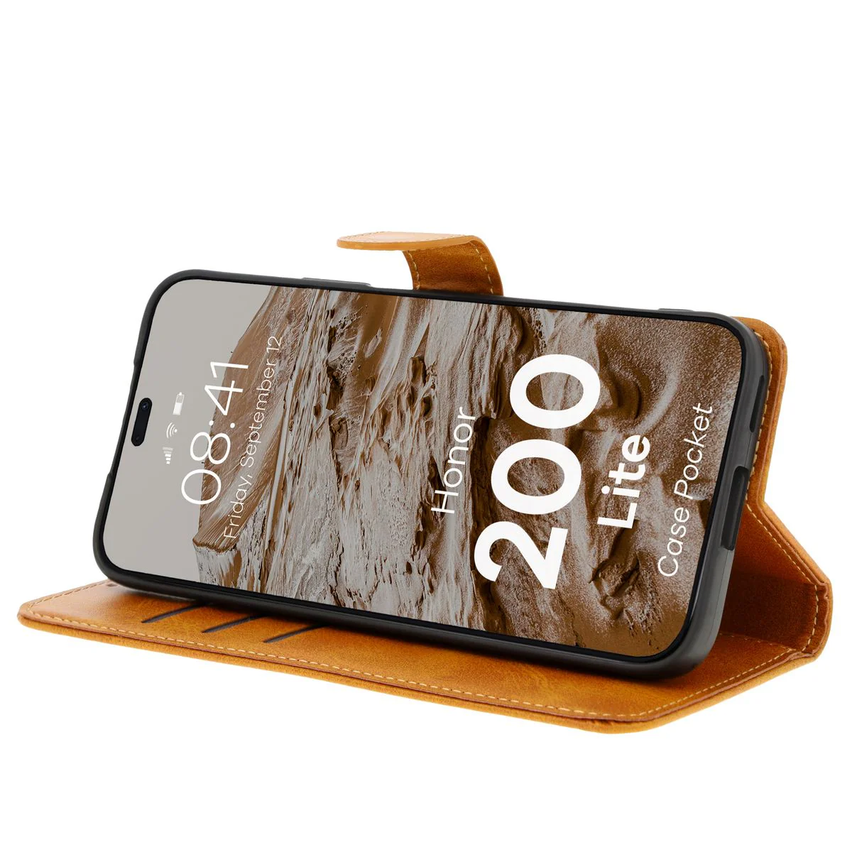 Handyhülle mit Klappe für Honor 200 Lite, Bizon Case Pocket, Braun - Image 5