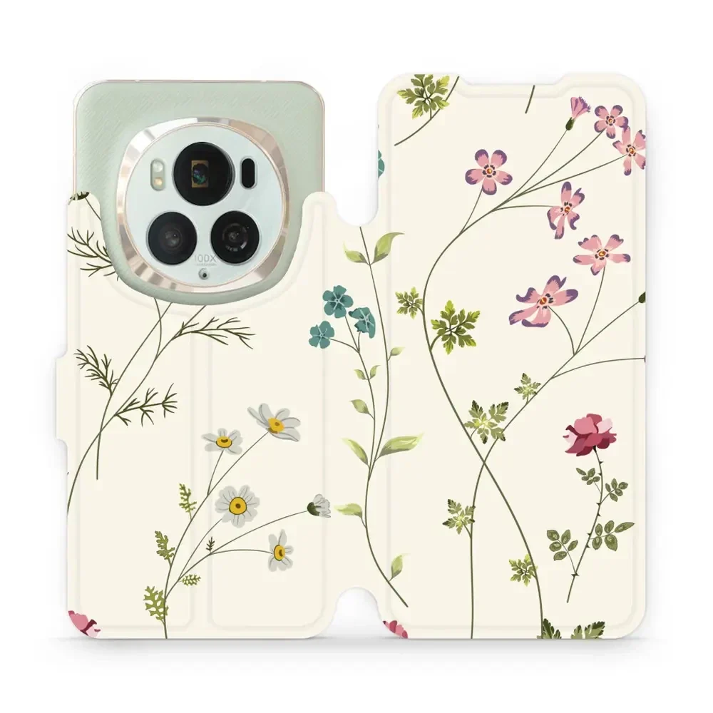 Handyhülle mit klappe für Honor Magic6 Pro, Mobiwear Book, Feldblumen