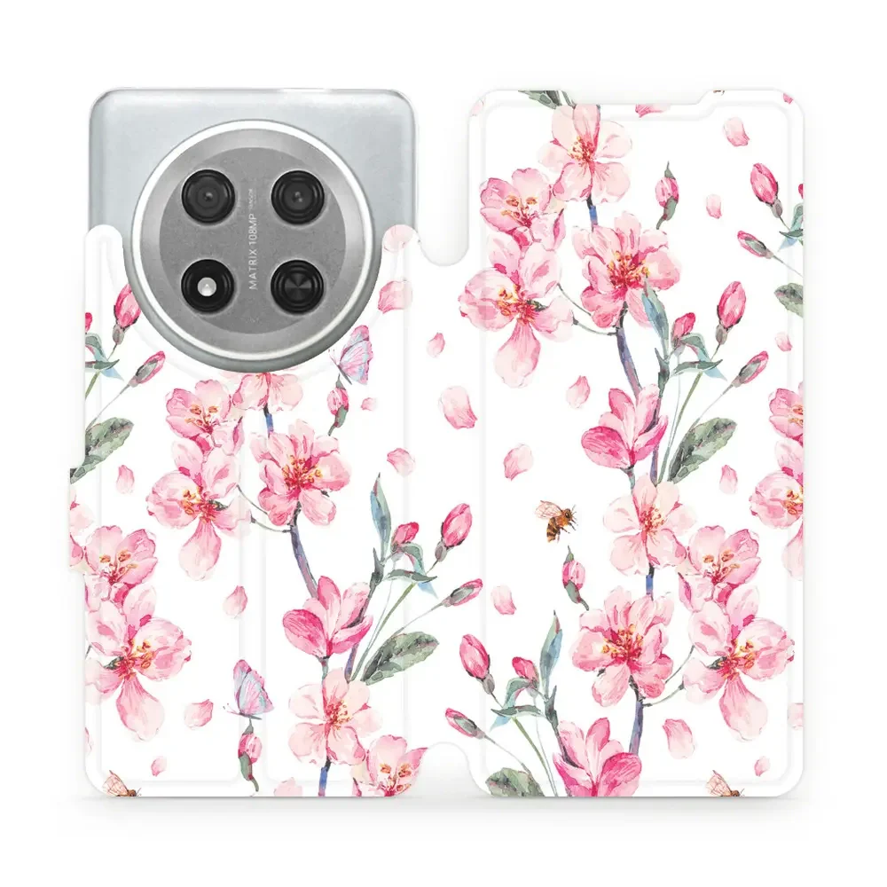 Handyhülle mit klappe für Honor Magic7 Lite, Mobiwear Book, Rosa Frühling