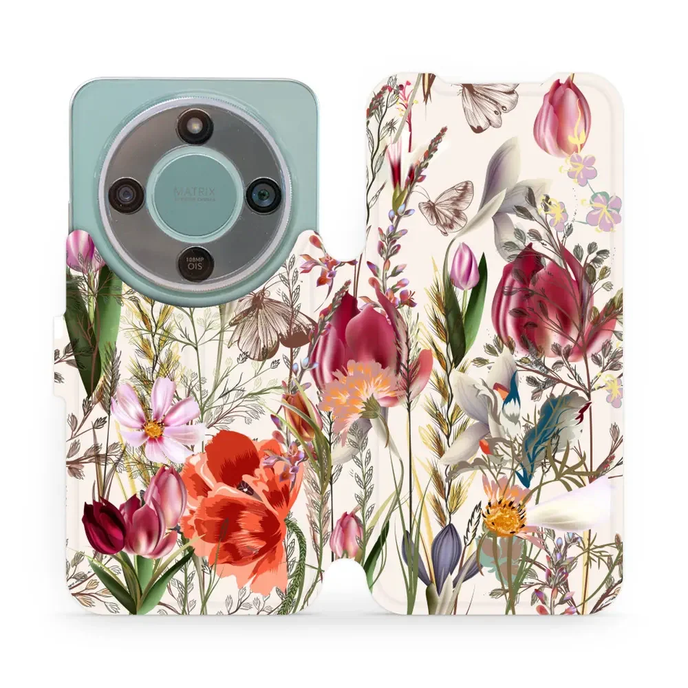 Handyhülle mit klappe für Honor Magic8 Lite, Mobiwear Book, Blumenstrauß