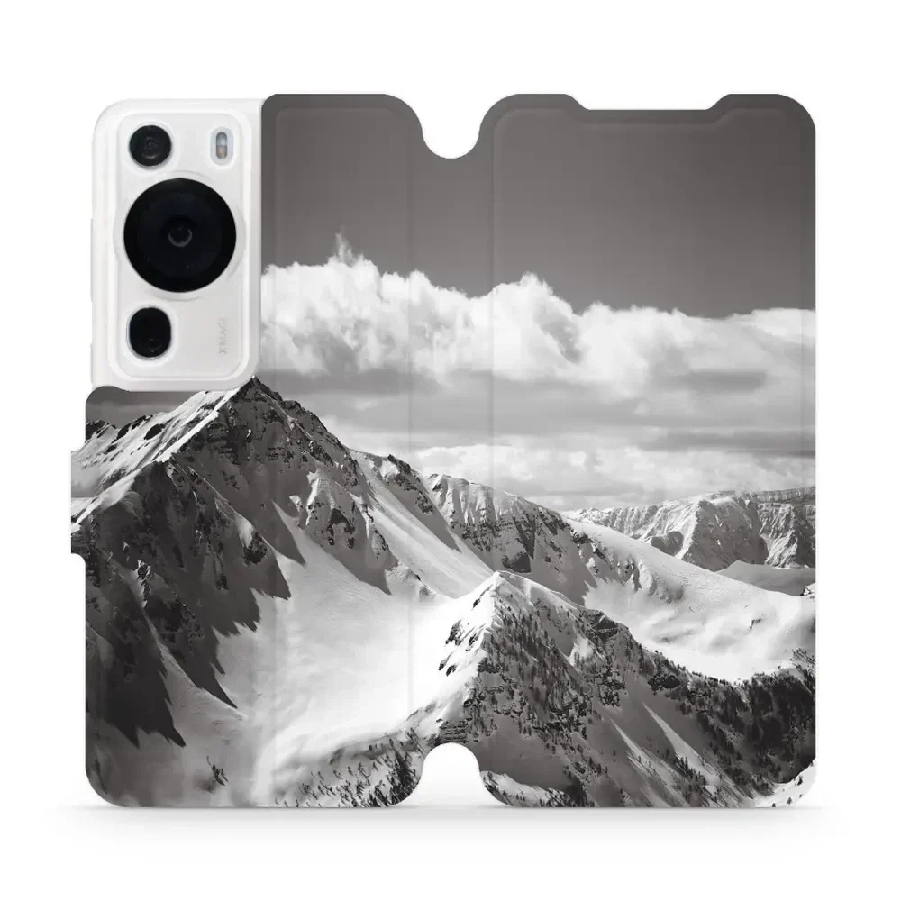 Handyhülle mit klappe für Huawei P60 Pro, Mobiwear Book, Berggipfel