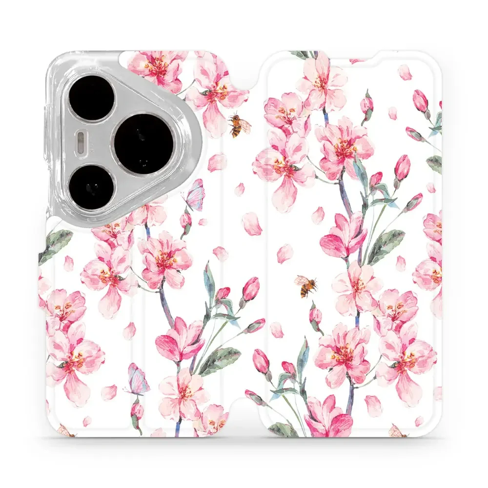 Handyhülle mit klappe für Huawei Pura 80 Pro / Huawei Pura 80 Pro Plus, Mobiwear Book, Rosa Frühling