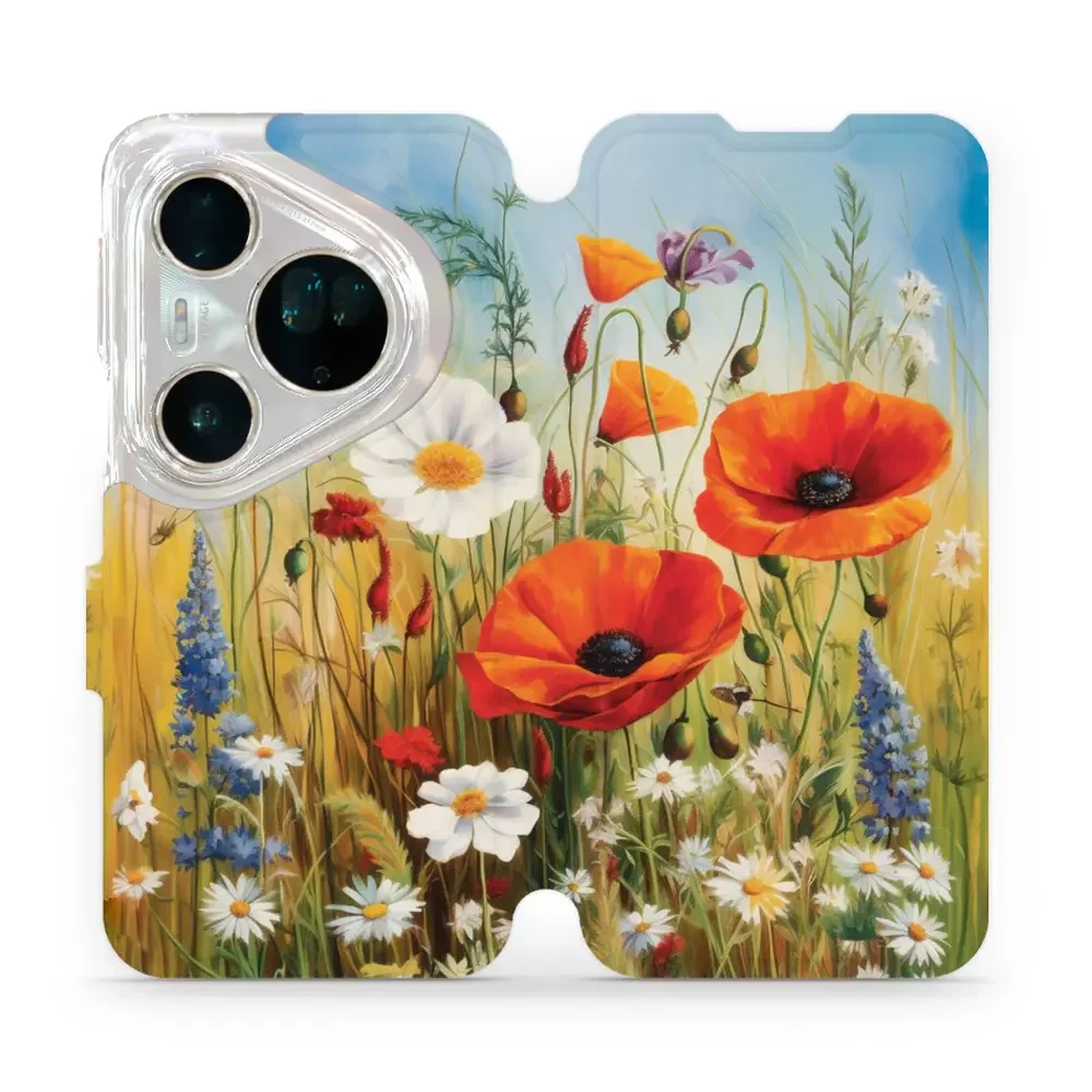 Handyhülle mit klappe für Huawei Pura 80 Ultra, Mobiwear Book, Wiesenblumen