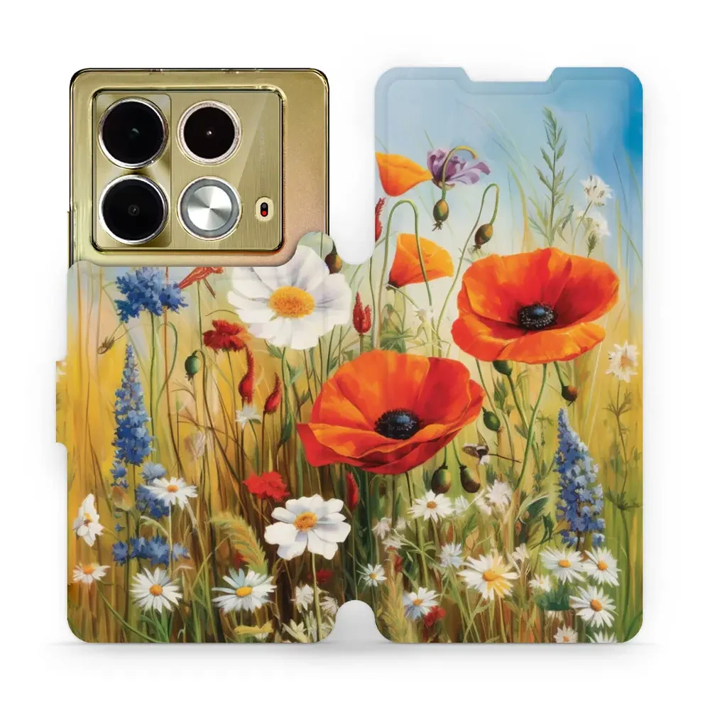 Handyhülle mit klappe für Infinix Note 40, Mobiwear Book, Wiesenblumen