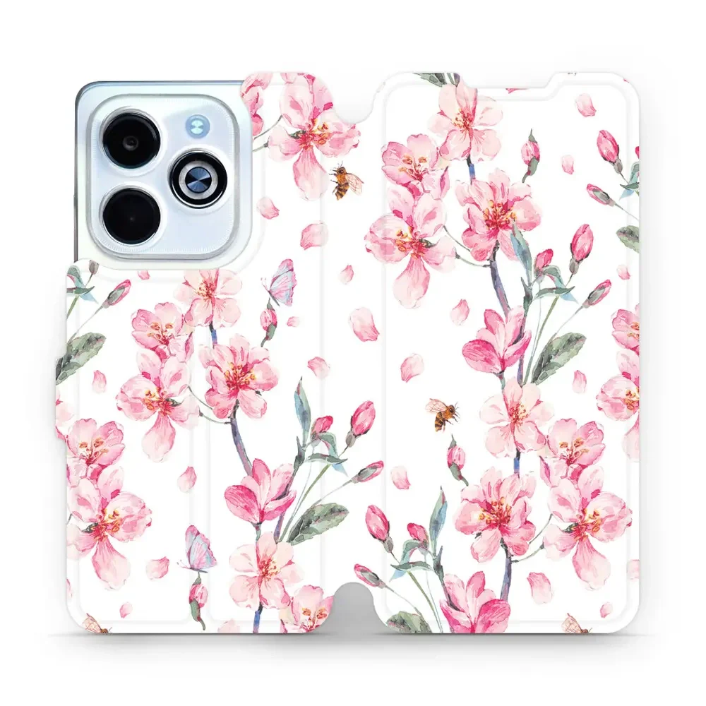 Handyhülle mit klappe für Infinix Smart 8, Mobiwear Book, Rosa Frühling