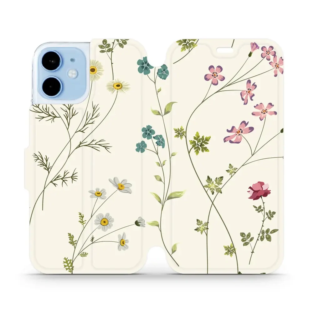 Handyhülle mit klappe für iPhone 12 Mini, Mobiwear Book, Feldblumen