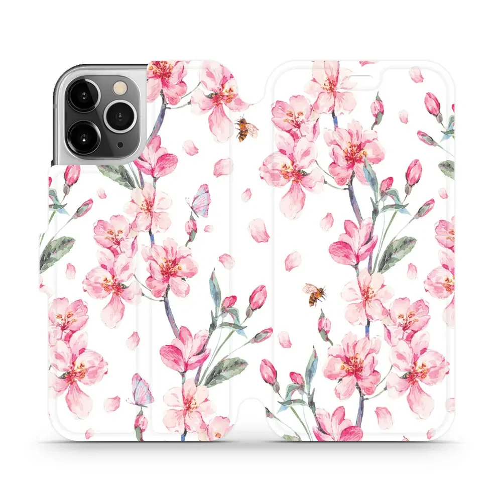 Handyhülle mit klappe für iPhone 12 Pro, Mobiwear Book, Rosa Frühling
