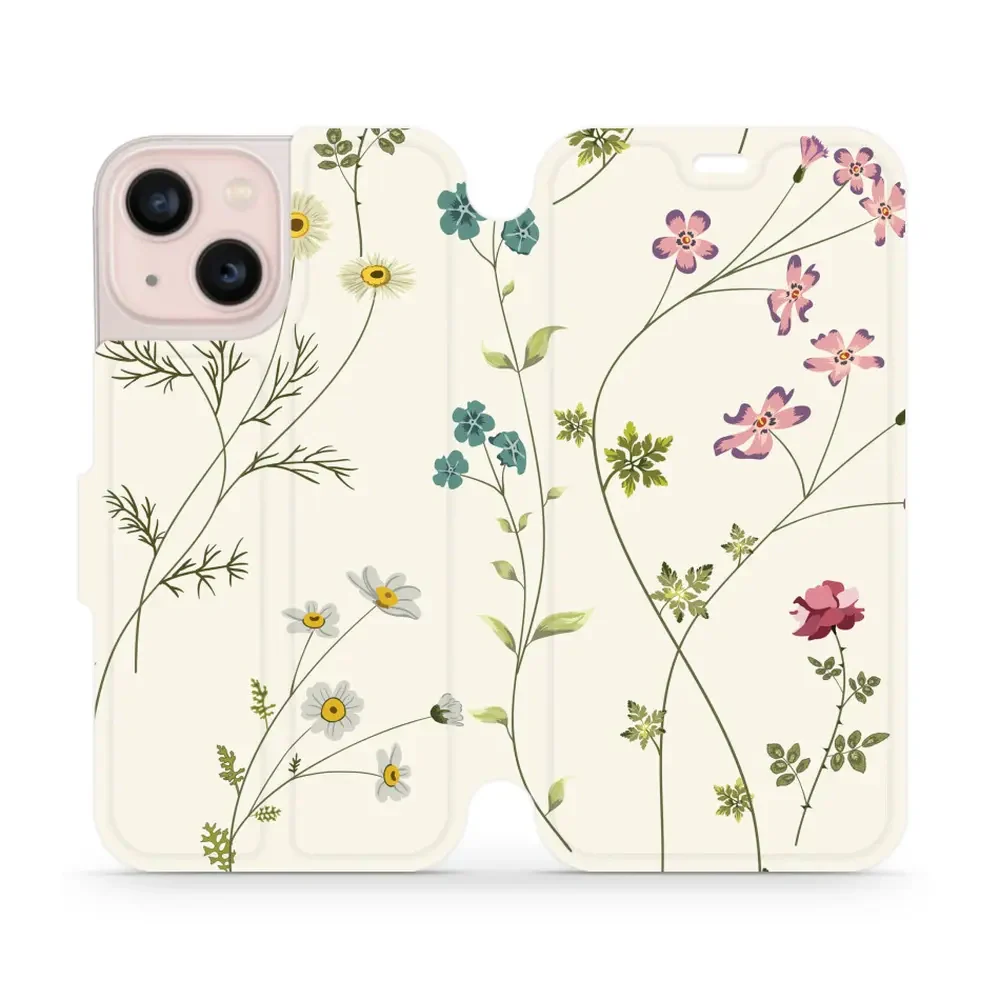 Handyhülle mit klappe für iPhone 13 Mini, Mobiwear Book, Feldblumen