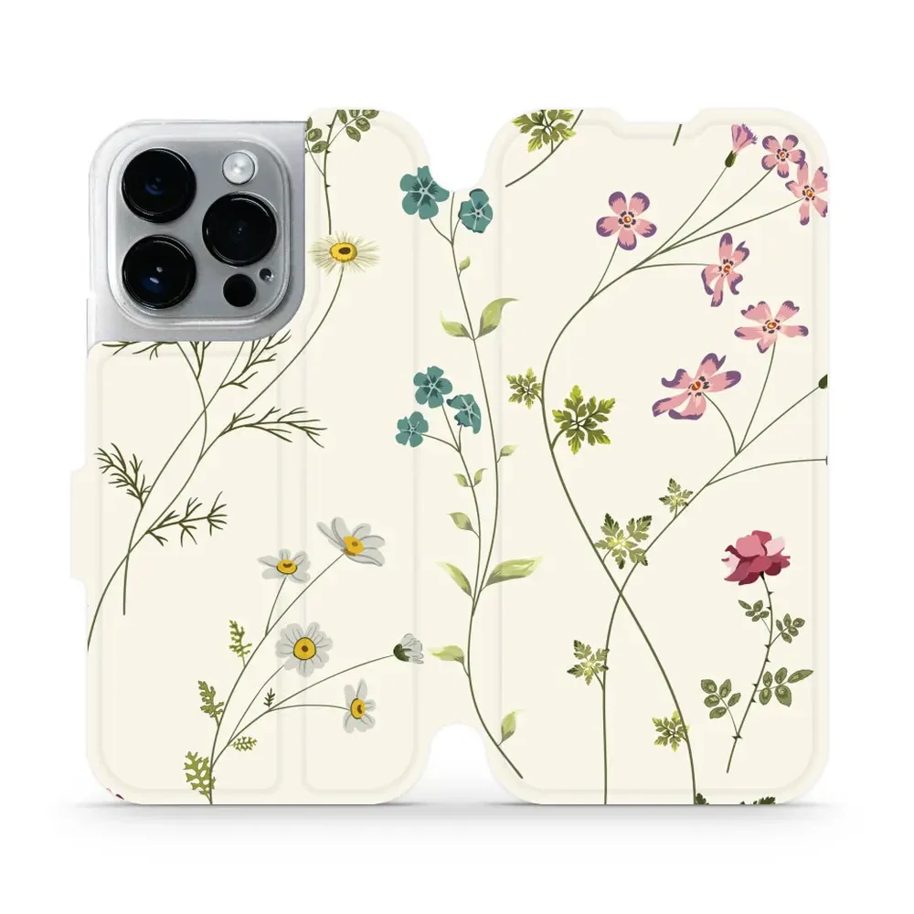 Handyhülle mit klappe für iPhone 14 Pro, Mobiwear Book, Feldblumen