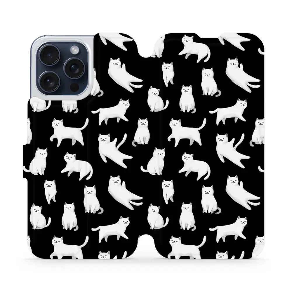 Handyhülle mit klappe für iPhone 15 Pro Max, Mobiwear Book, Luna-Kätzchen