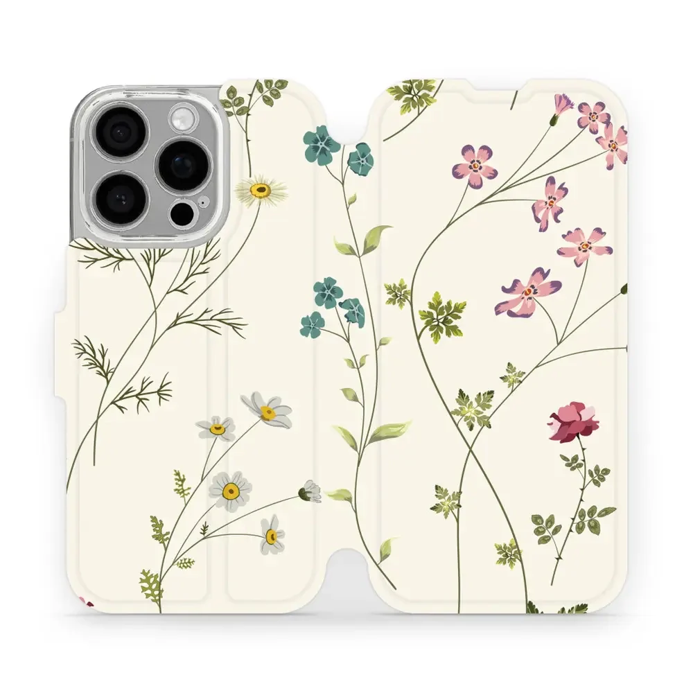 Handyhülle mit klappe für iPhone 16 Pro, Mobiwear Book, Feldblumen