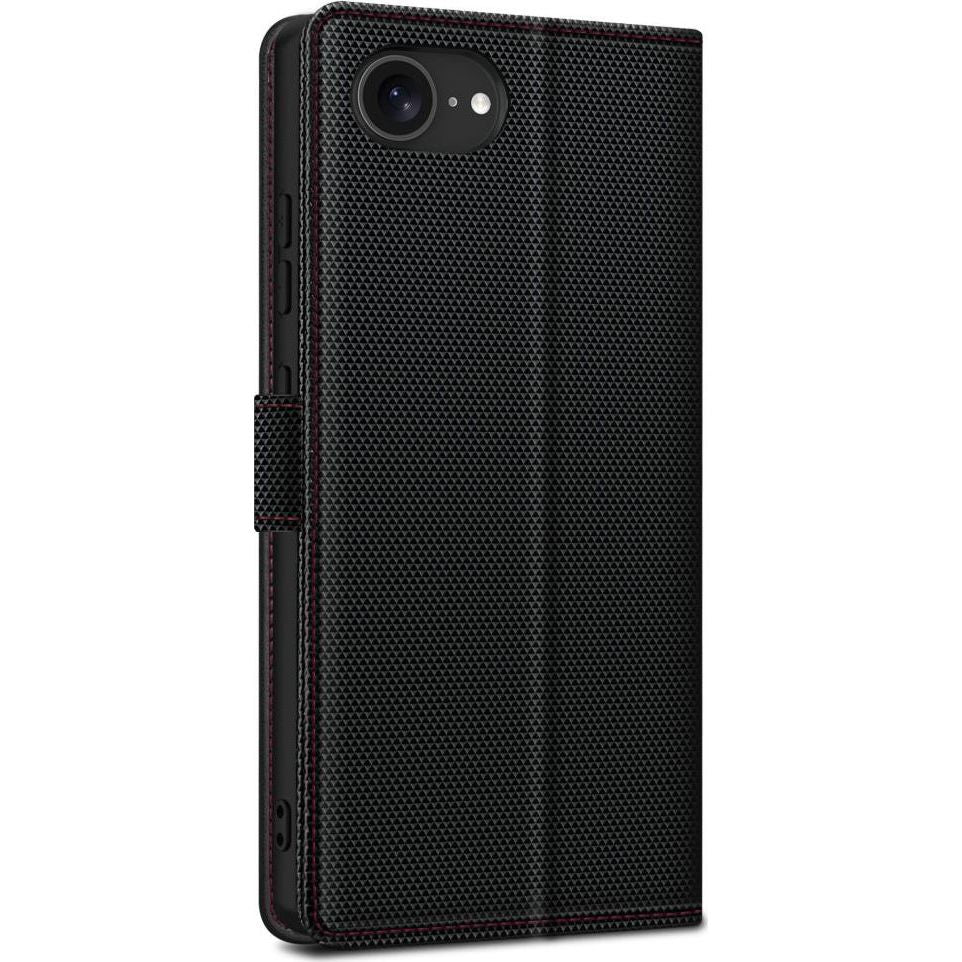 Handyhülle mit Klappe für iPhone 17e / 16e, Tech-Protect Wallet RS, Schwarz mit roter Naht - Image 4