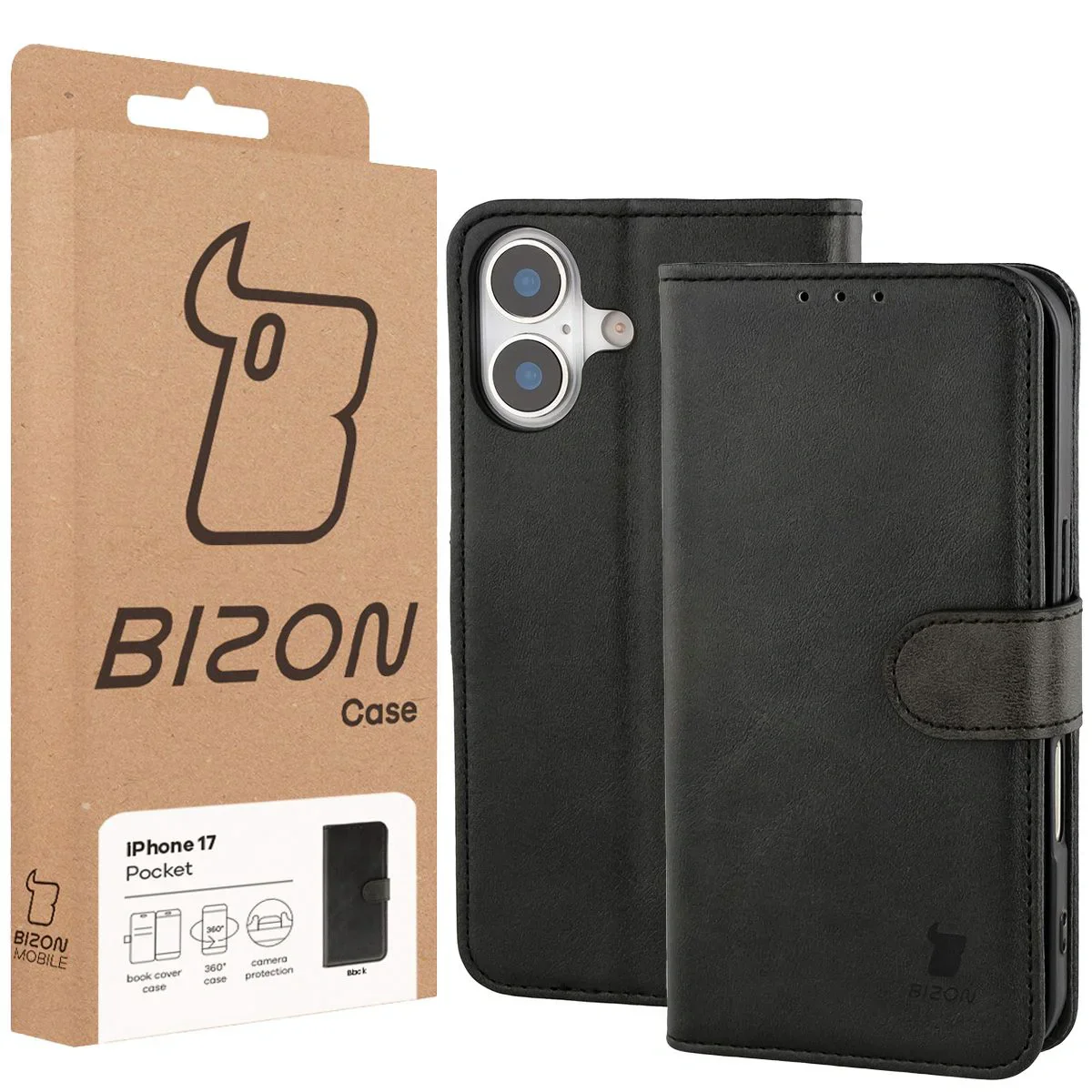 Handyhülle mit Klappe für iPhone 17, Bizon Case Pocket, Schwarz - Image 6