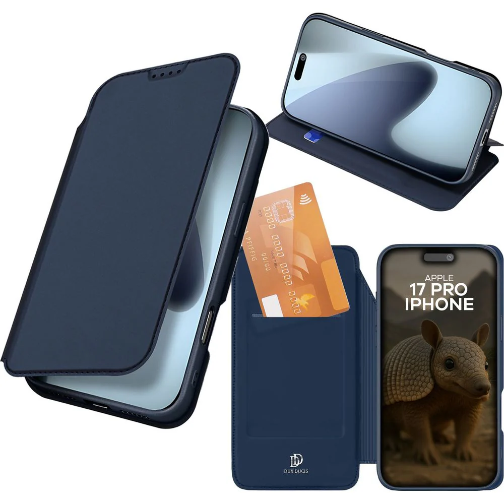 Handyhülle mit Klappe für iPhone 17 Pro, Dux Ducis Skin Pro, Dunkelblau