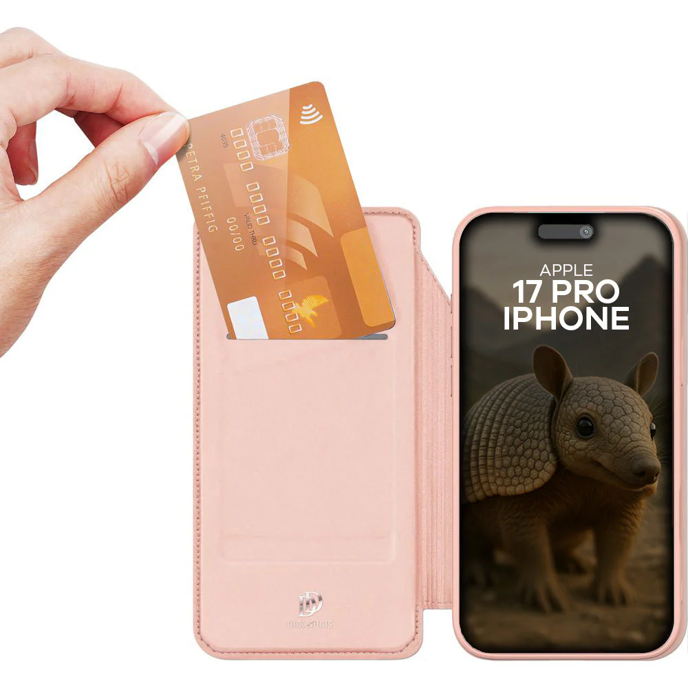 Handyhülle mit Klappe für iPhone 17 Pro, Dux Ducis Skin Pro, Rosa - Image 2