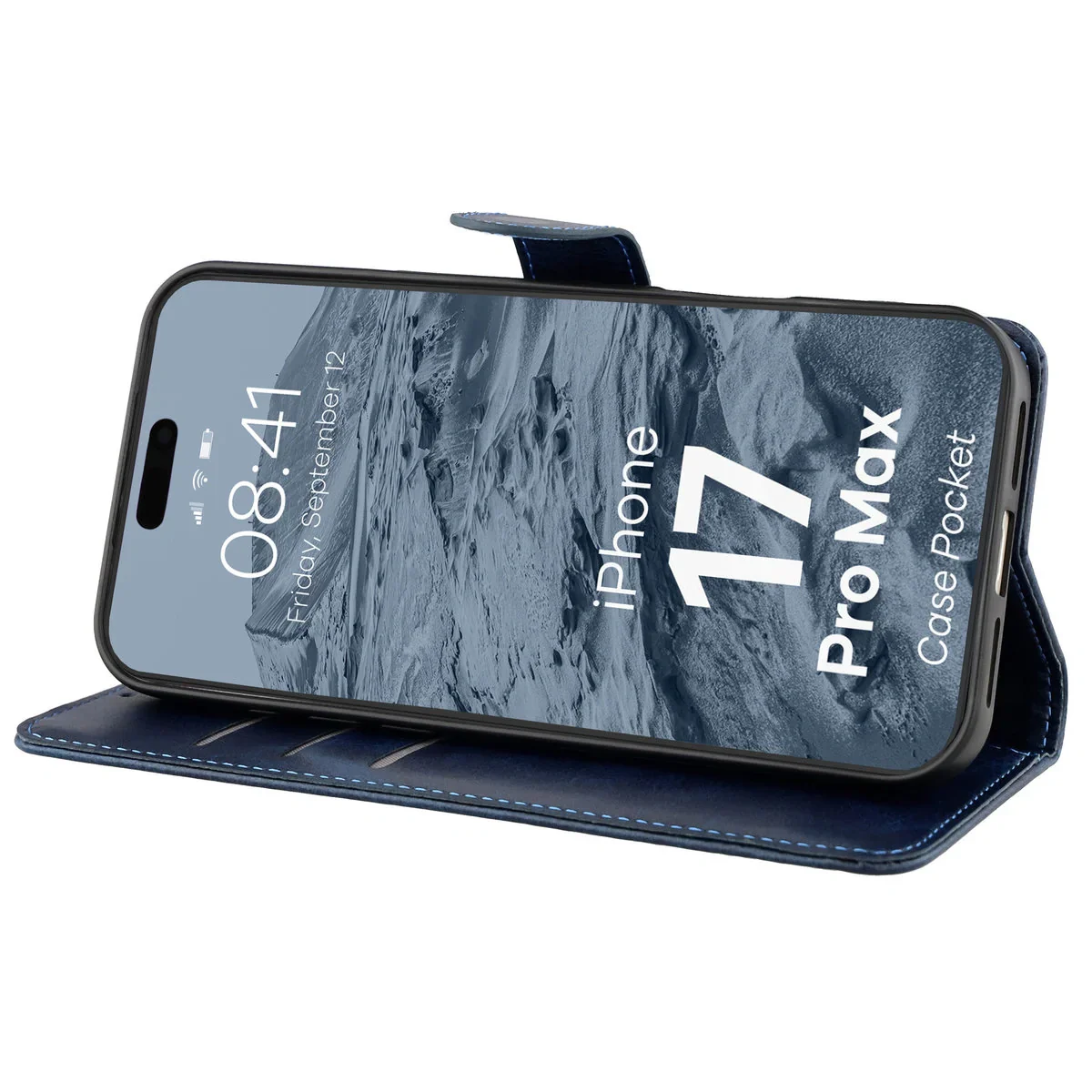 Handyhülle mit Klappe für iPhone 17 Pro Max, Bizon Case Pocket, Dunkelblau - Image 5