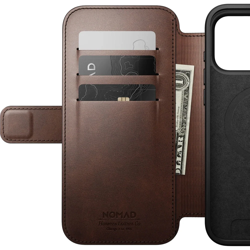 Handyhülle mit Klappe für iPhone 17 Pro Max, Nomad Modern Leather Folio Horween Series mit MagSafe, Rustikal Braun - Image 7