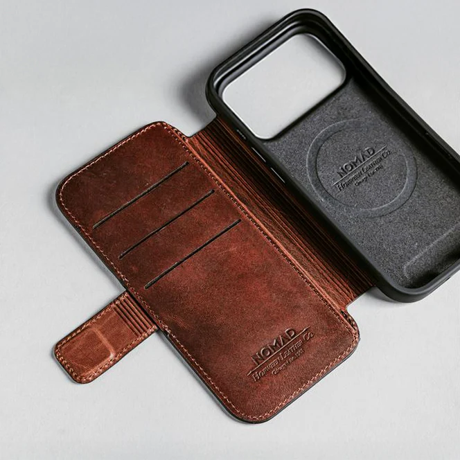 Handyhülle mit Klappe für iPhone 17 Pro, Nomad Modern Leather Folio Horween Series mit MagSafe, Braun - Image 12