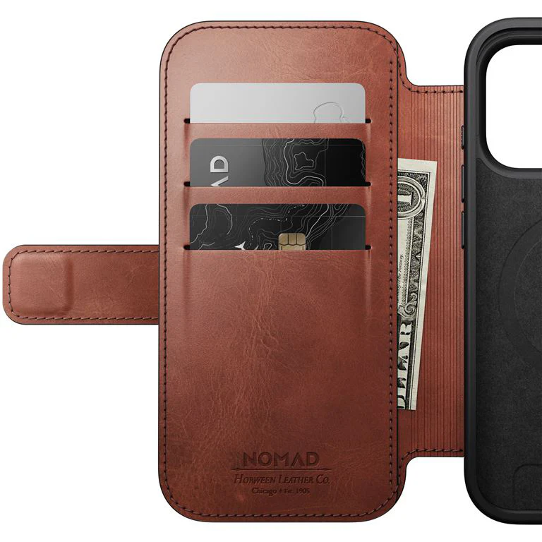 Handyhülle mit Klappe für iPhone 17 Pro, Nomad Modern Leather Folio Horween Series mit MagSafe, Braun - Image 9