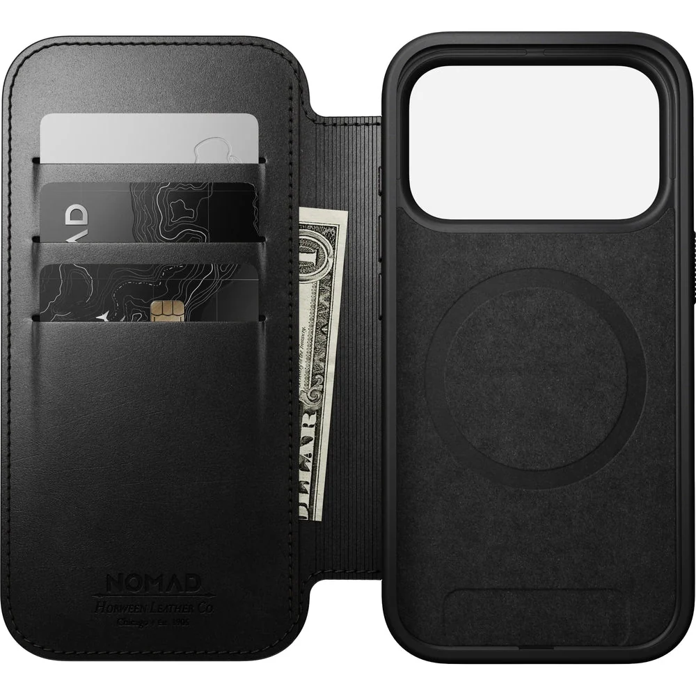 Handyhülle mit Klappe für iPhone 17 Pro, Nomad Modern Leather Folio Horween Series mit MagSafe, Schwarz - Image 2