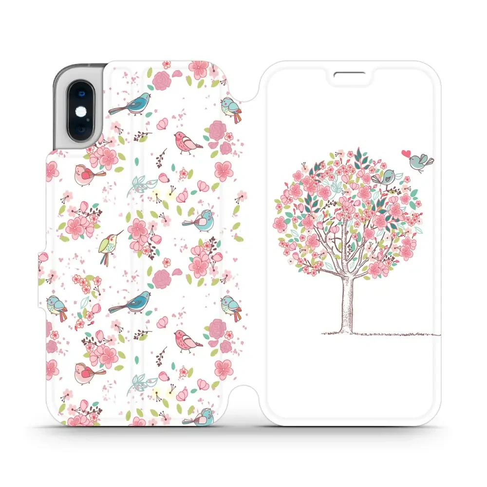 Handyhülle mit klappe für iPhone X, Mobiwear Book, Rosa Hain
