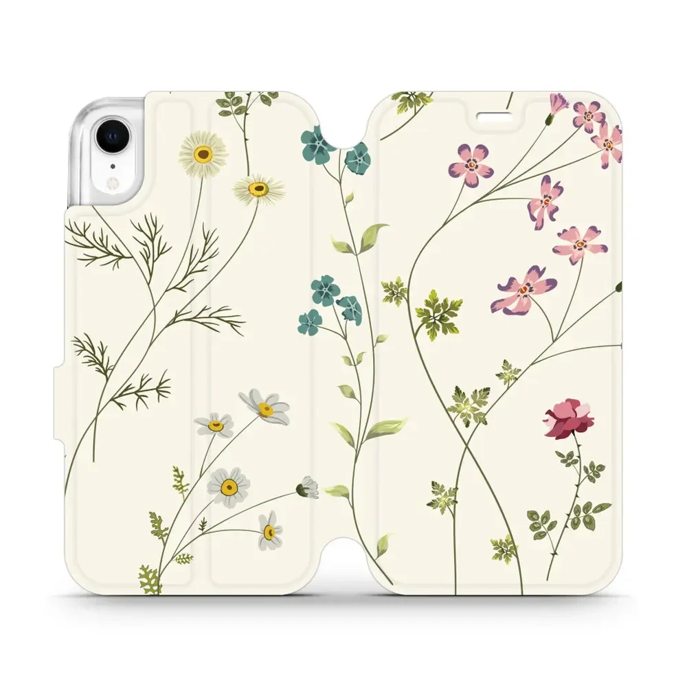 Handyhülle mit klappe für iPhone Xr, Mobiwear Book, Feldblumen