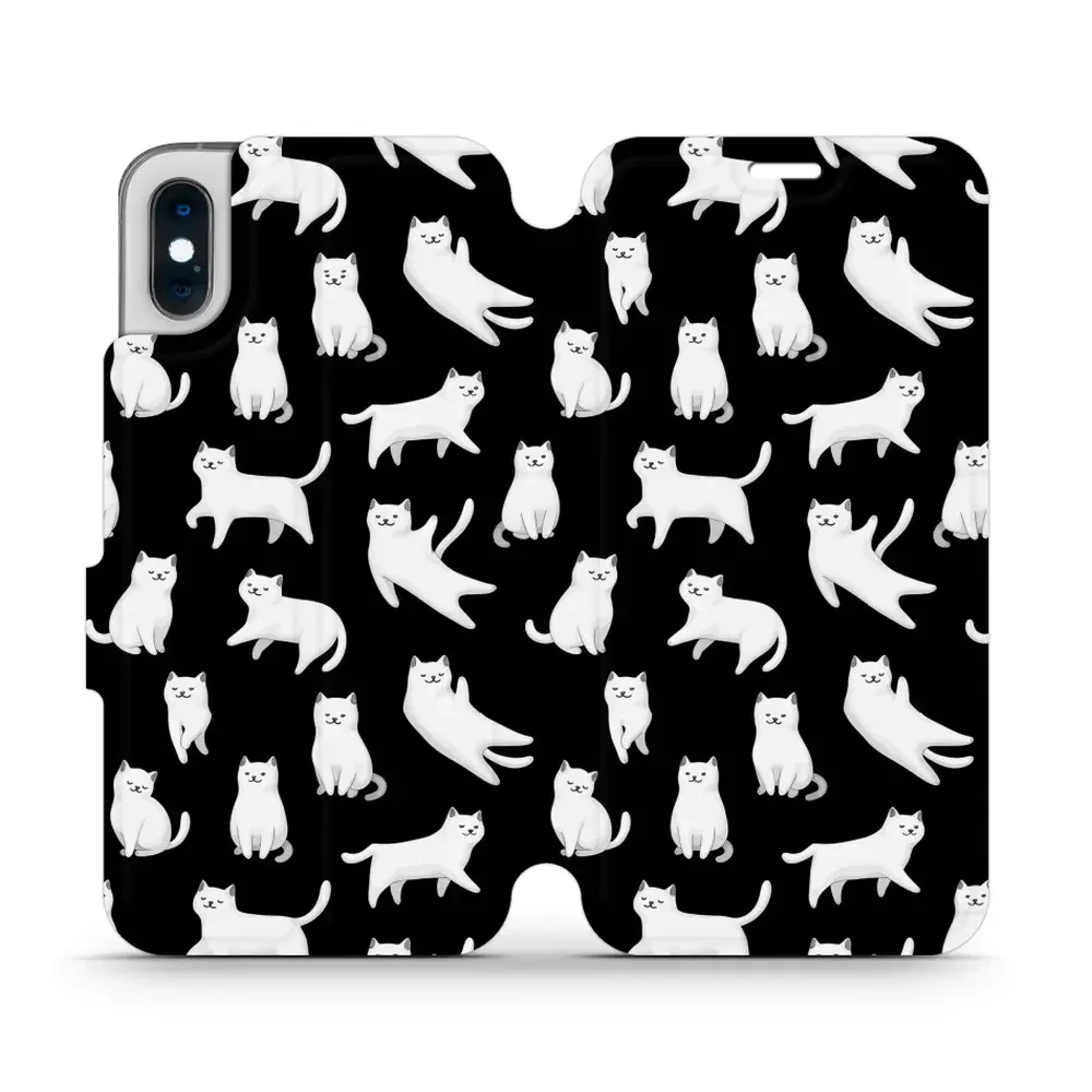 Handyhülle mit klappe für iPhone Xs, Mobiwear Book, Luna-Kätzchen